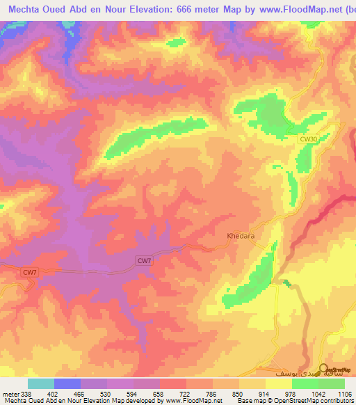 Mechta Oued Abd en Nour,Algeria Elevation Map