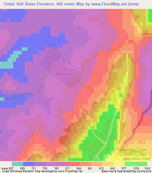Oulad Sidi Aissa,Algeria Elevation Map