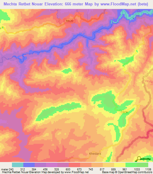 Mechta Retbet Nouar,Algeria Elevation Map
