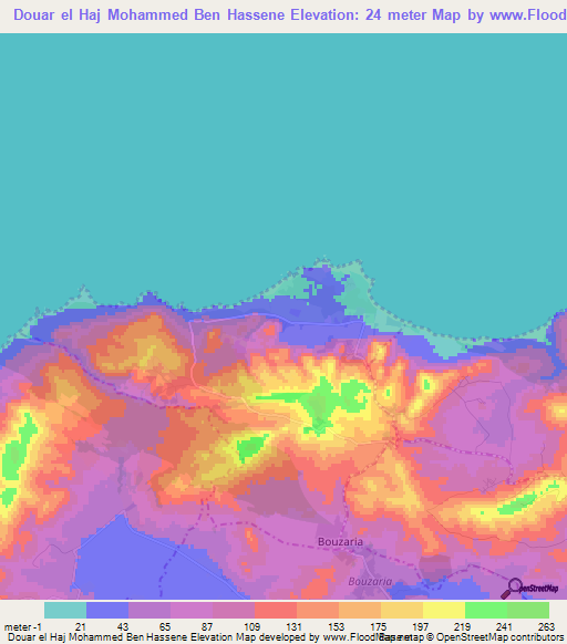 Douar el Haj Mohammed Ben Hassene,Tunisia Elevation Map