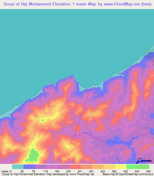 Douar el Haj Mohammed,Tunisia Elevation Map