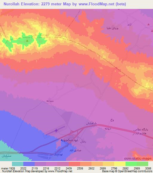 Nurollah,Iran Elevation Map