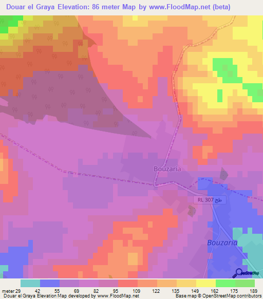 Douar el Graya,Tunisia Elevation Map