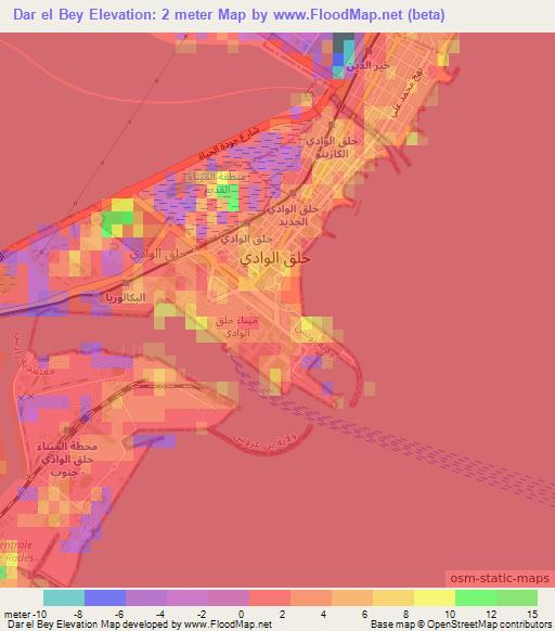 Dar el Bey,Tunisia Elevation Map