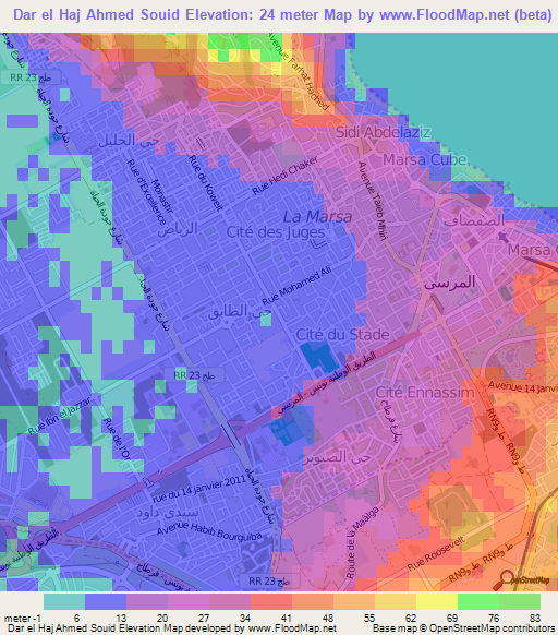 Dar el Haj Ahmed Souid,Tunisia Elevation Map