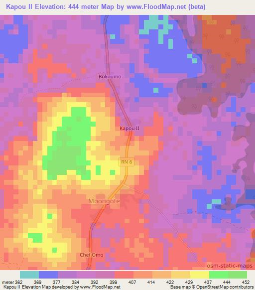 Kapou II,Central African Republic Elevation Map
