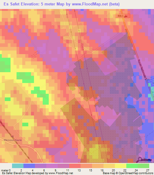 Es Safet,Tunisia Elevation Map