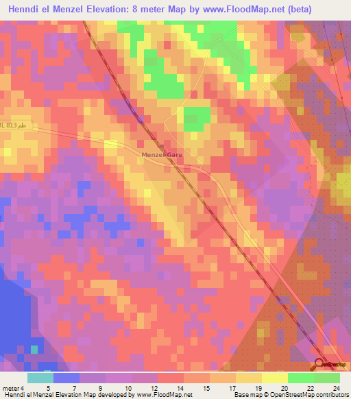 Henndi el Menzel,Tunisia Elevation Map