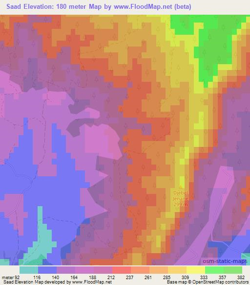 Saad,Tunisia Elevation Map