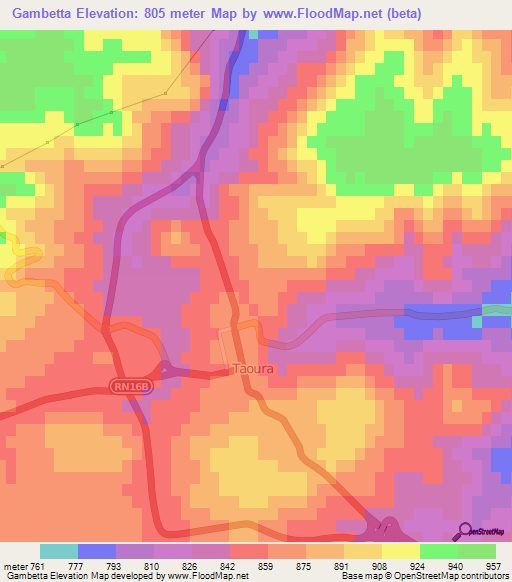 Gambetta,Algeria Elevation Map
