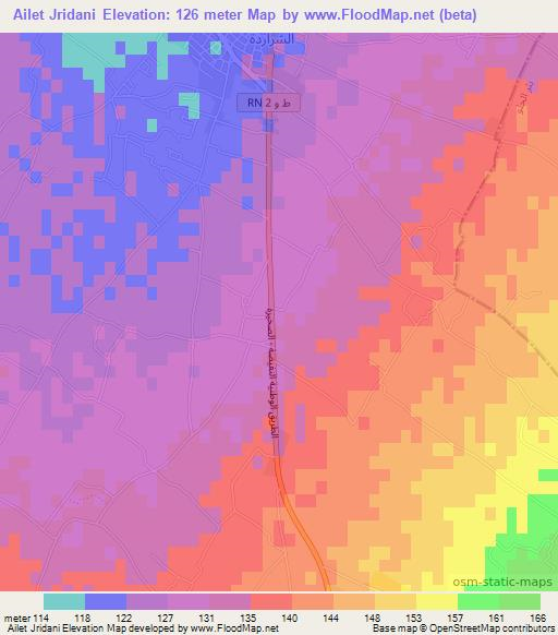 Ailet Jridani,Tunisia Elevation Map