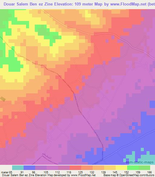 Douar Salem Ben ez Zine,Tunisia Elevation Map