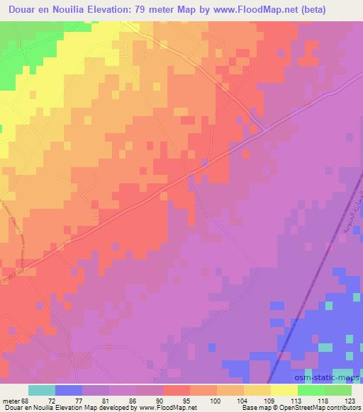 Douar en Nouilia,Tunisia Elevation Map