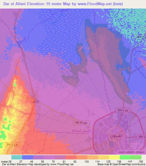 Dar el Allani,Tunisia Elevation Map