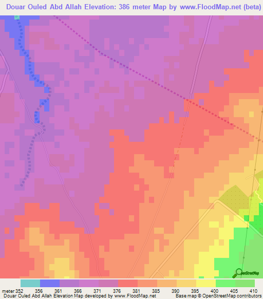 Douar Ouled Abd Allah,Tunisia Elevation Map
