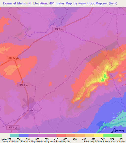 Douar el Mehamid,Tunisia Elevation Map