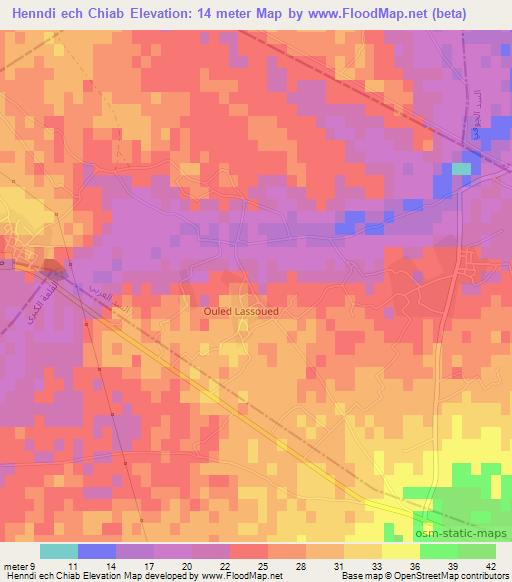 Henndi ech Chiab,Tunisia Elevation Map