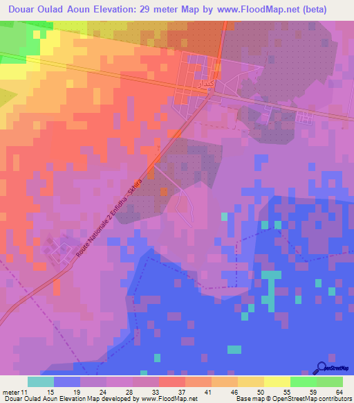 Douar Oulad Aoun,Tunisia Elevation Map