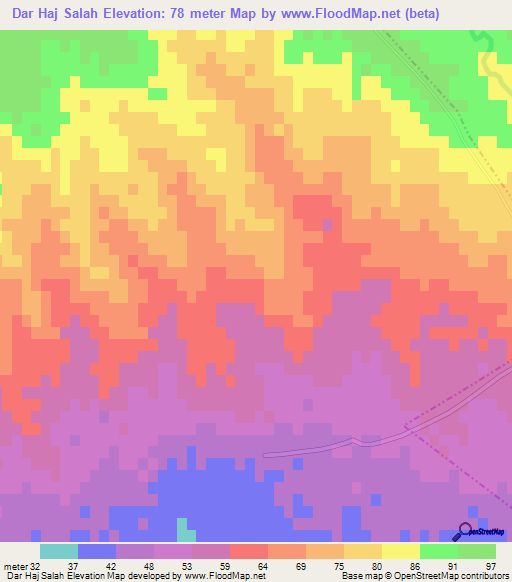 Dar Haj Salah,Tunisia Elevation Map