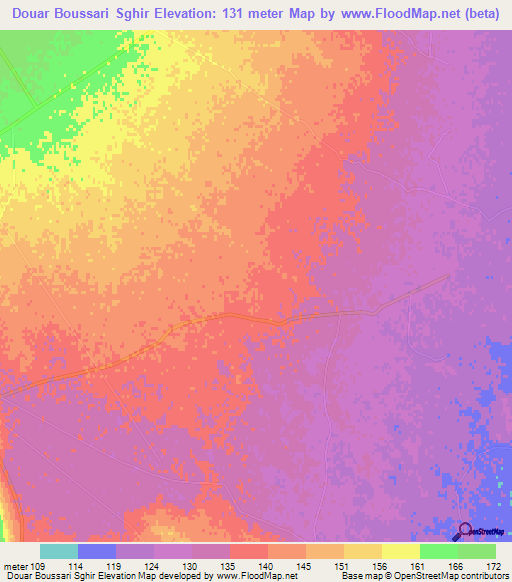 Douar Boussari Sghir,Tunisia Elevation Map