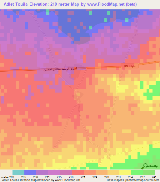 Adlet Touila,Tunisia Elevation Map