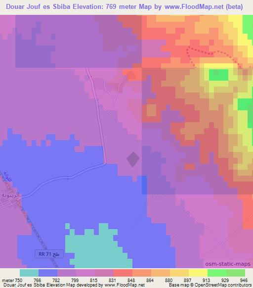 Douar Jouf es Sbiba,Tunisia Elevation Map