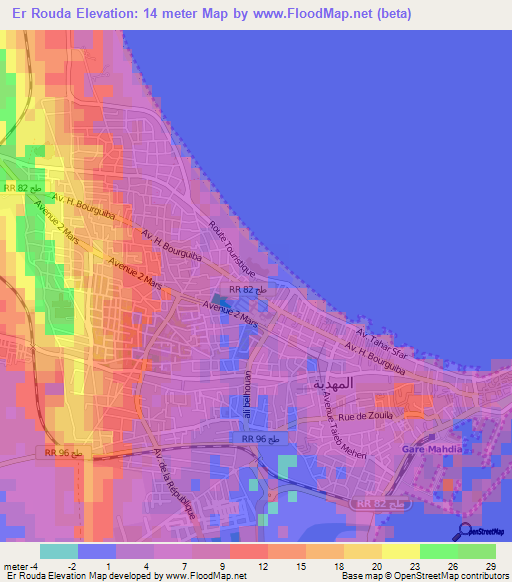 Er Rouda,Tunisia Elevation Map