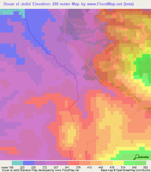 Douar el Jedid,Tunisia Elevation Map