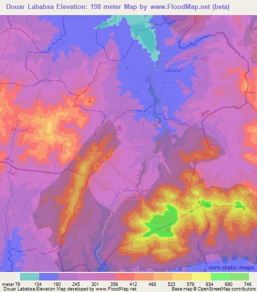 Douar Lababsa,Tunisia Elevation Map