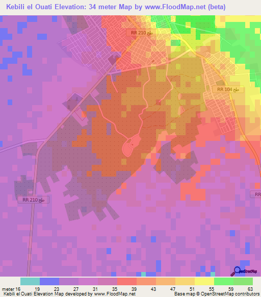 Kebili el Ouati,Tunisia Elevation Map