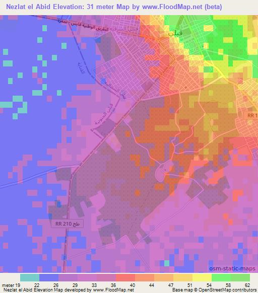 Nezlat el Abid,Tunisia Elevation Map