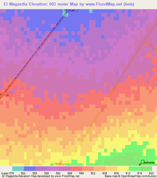 El Magazdia,Tunisia Elevation Map
