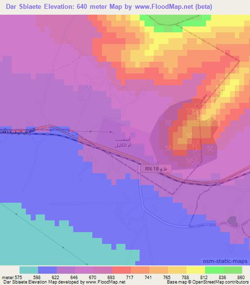 Dar Sbiaete,Tunisia Elevation Map