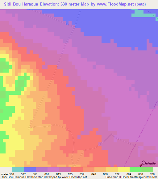 Sidi Bou Haraoua,Tunisia Elevation Map