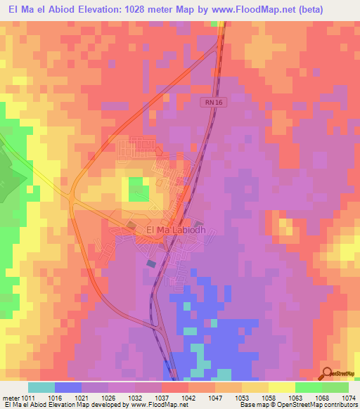 El Ma el Abiod,Algeria Elevation Map