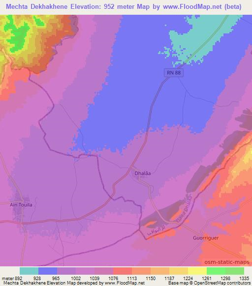 Mechta Dekhakhene,Algeria Elevation Map