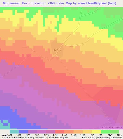 Mohammad Bashi,Iran Elevation Map