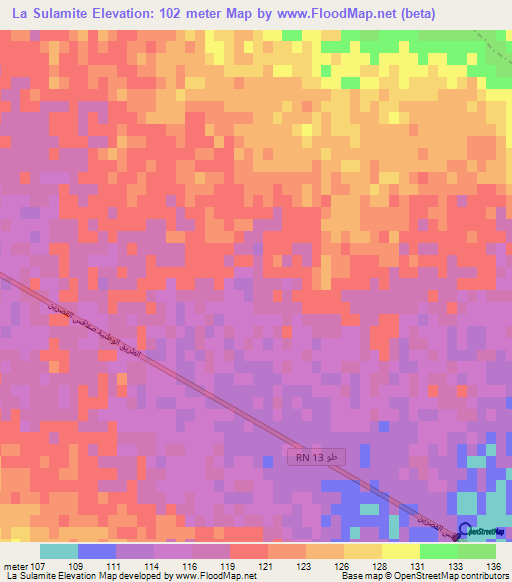 La Sulamite,Tunisia Elevation Map