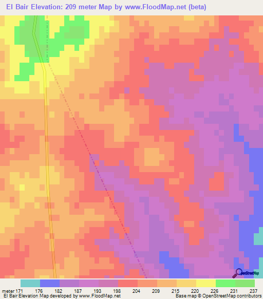 El Bair,Tunisia Elevation Map