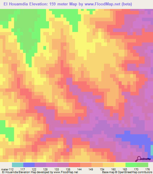 El Houamdia,Tunisia Elevation Map