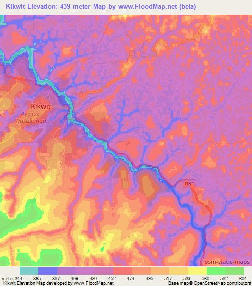 Kikwit,Congo (Kinshasa) Elevation Map