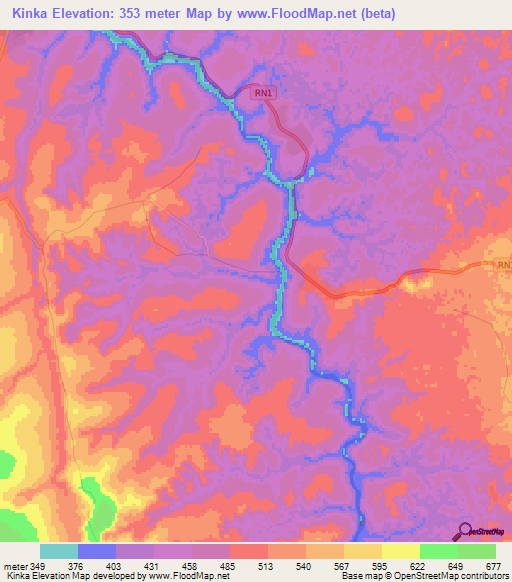 Kinka,Congo (Kinshasa) Elevation Map