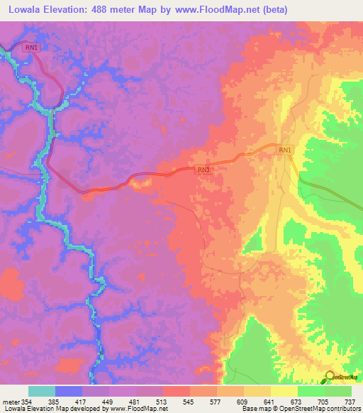 Lowala,Congo (Kinshasa) Elevation Map