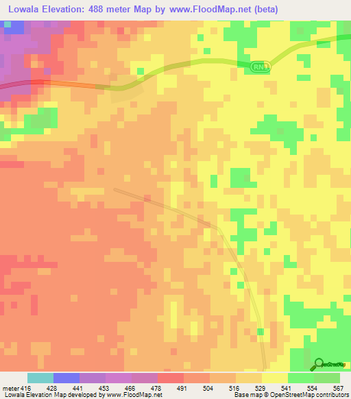 Lowala,Congo (Kinshasa) Elevation Map