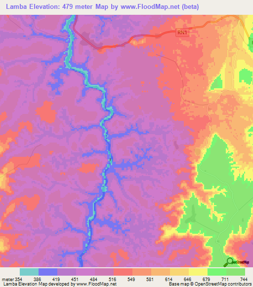 Lamba,Congo (Kinshasa) Elevation Map