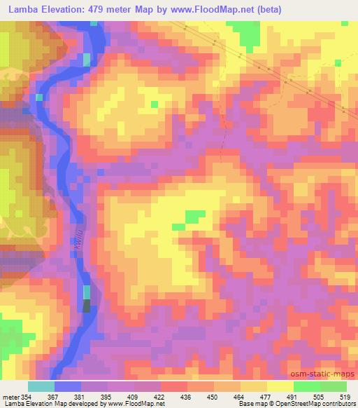 Lamba,Congo (Kinshasa) Elevation Map