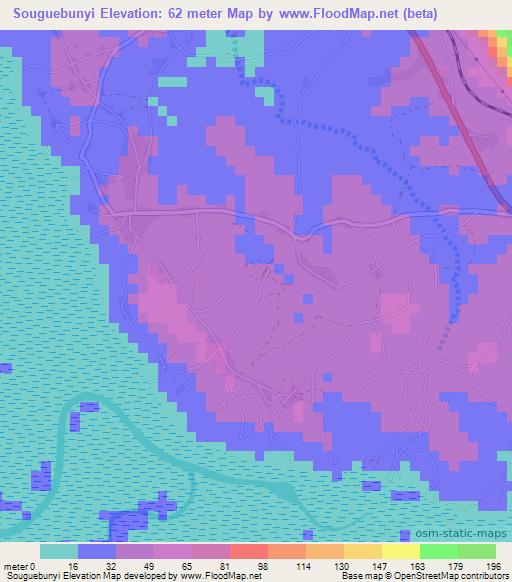 Souguebunyi,Guinea Elevation Map