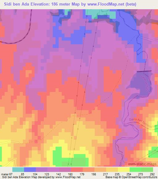 Sidi ben Ada,Algeria Elevation Map