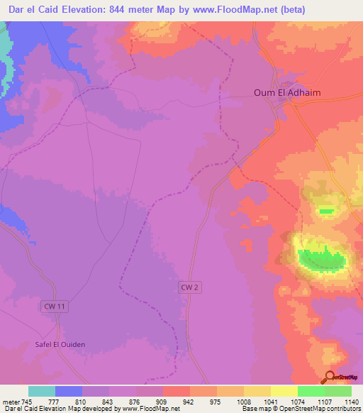 Dar el Caid,Algeria Elevation Map