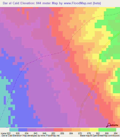 Dar el Caid,Algeria Elevation Map